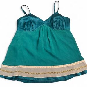 Katia Teal Tank Top with Cream and Gold Accents